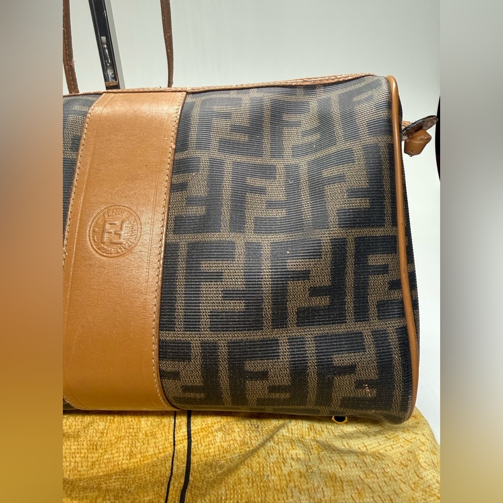 Authentic Vintage Fendi Zucca FF Crossbody Bag Brown Logo Italy READ - Picture 3 of 15